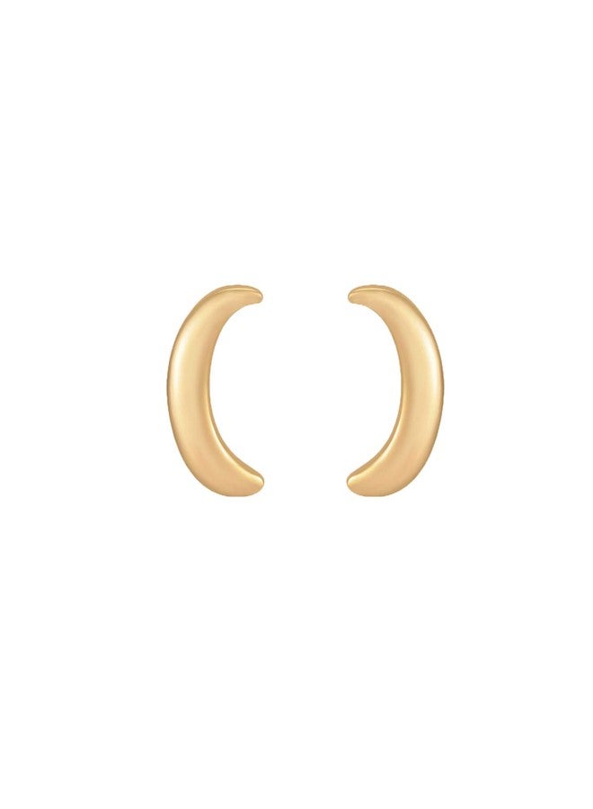 MYEARS Women Crescent Moon Earrings Gold Stud 14K Gold Plated Small Simple Hypoallergenic Everyday Jewelry - Image 1